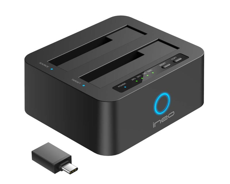ineo USB 3.1 Gen1 to SATA 2.5" or 3.5 inch SSD/HDD Docking Station (Clone Docking) - Image 1